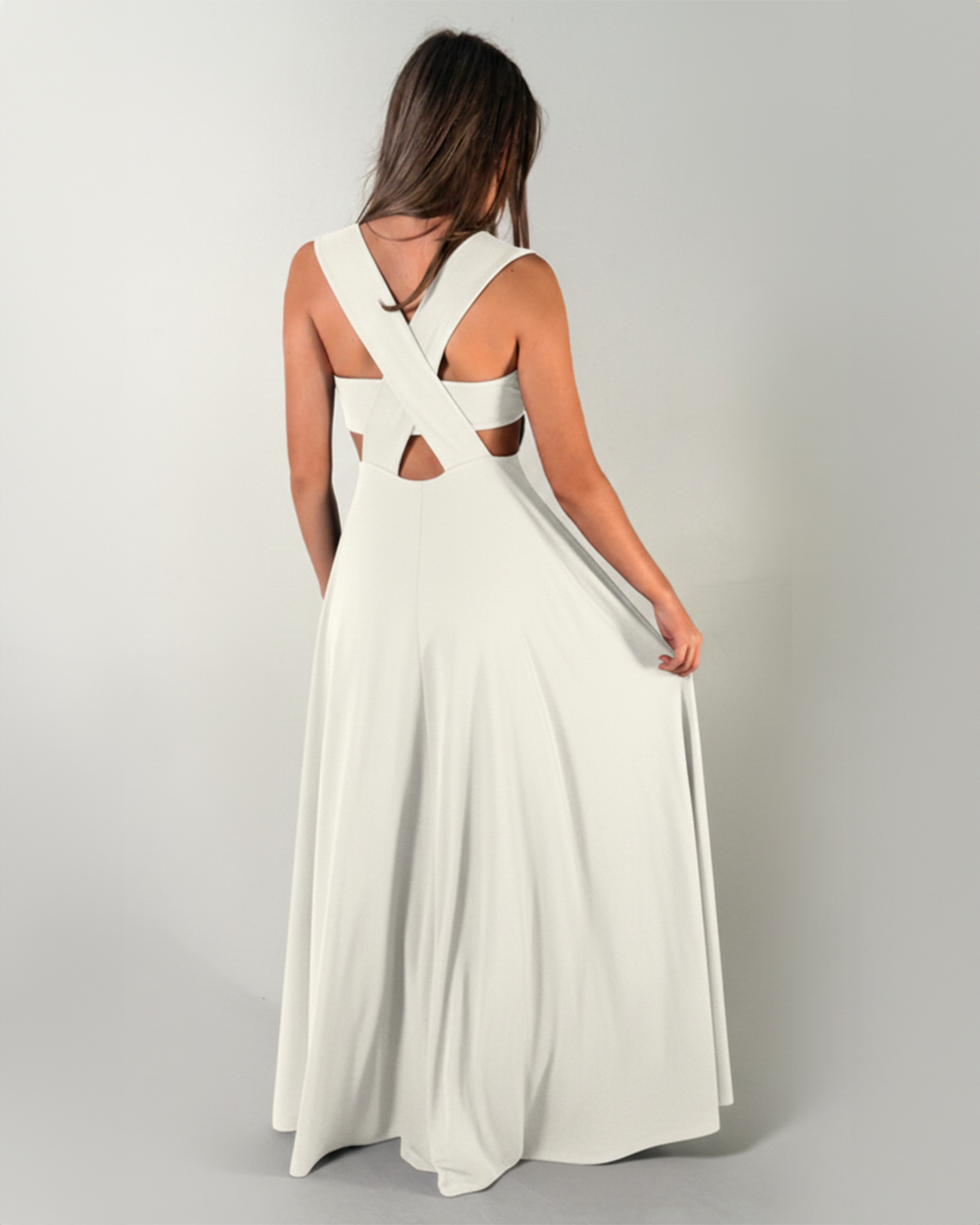 VESTIDO SQUARE LARGO ESPALDA DESTAPADA